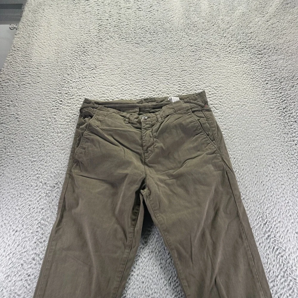 Zara Pant Mens 33x28 Green Cotton Chino Straight Business Career Preppy Stretch
